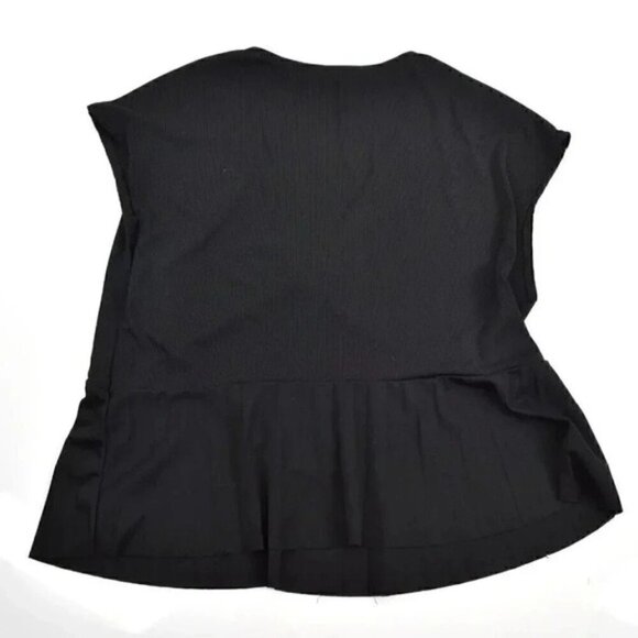 Zara Black Pleated V Neck Short Sleeve Top Size Small - Picture 5 of 6